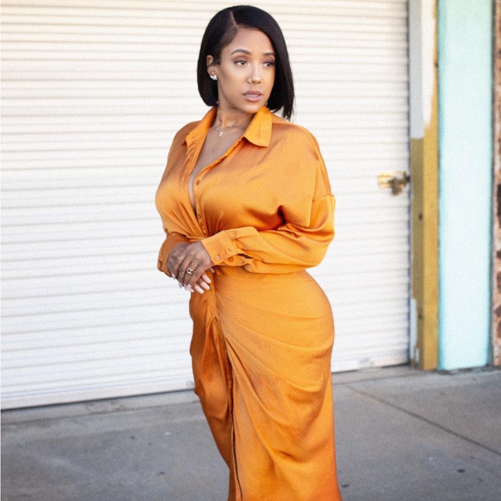 Orange Ruched Dress